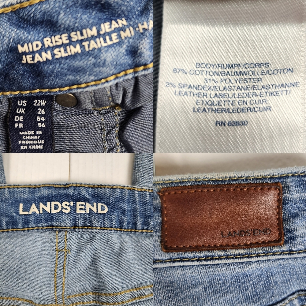 Lands' End Mid Rise Slim Jean Light Blue Ankle Jeans Size 22W - Picture 2 of 16